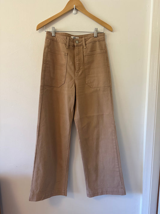 Just Black Light Brown Patch Pocket Denim Wide Leg Pants | Size 27