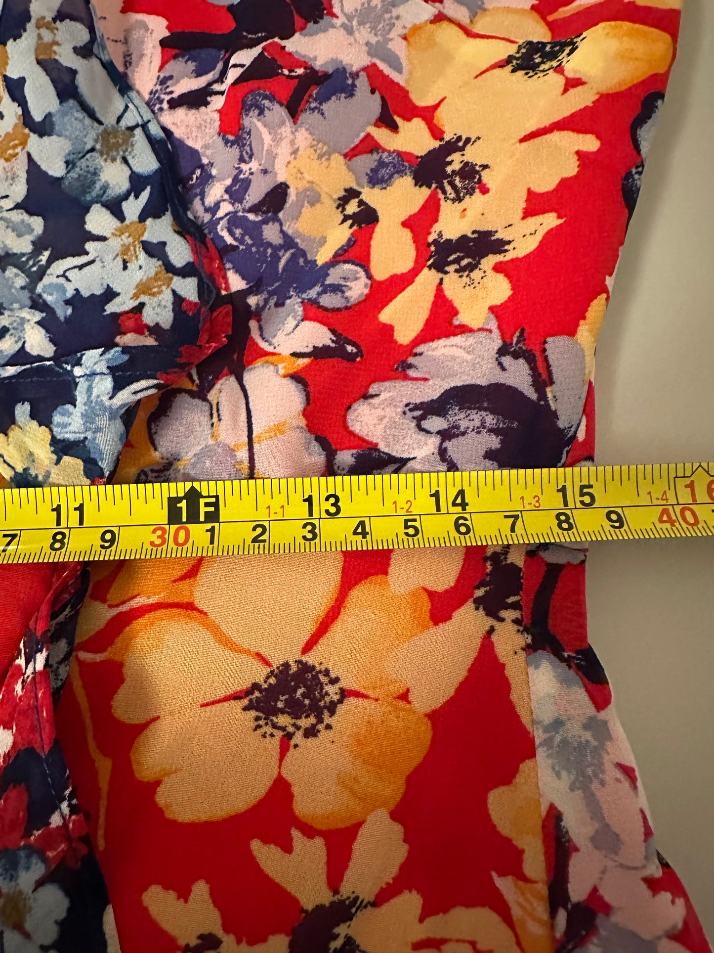 Lulu's Radiant Ruby Red Floral Print Chiffon Maxi Dress | Size Large