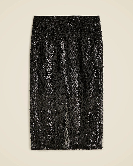 J. Crew Collection New Black Sequin Midi Skirt Size 2