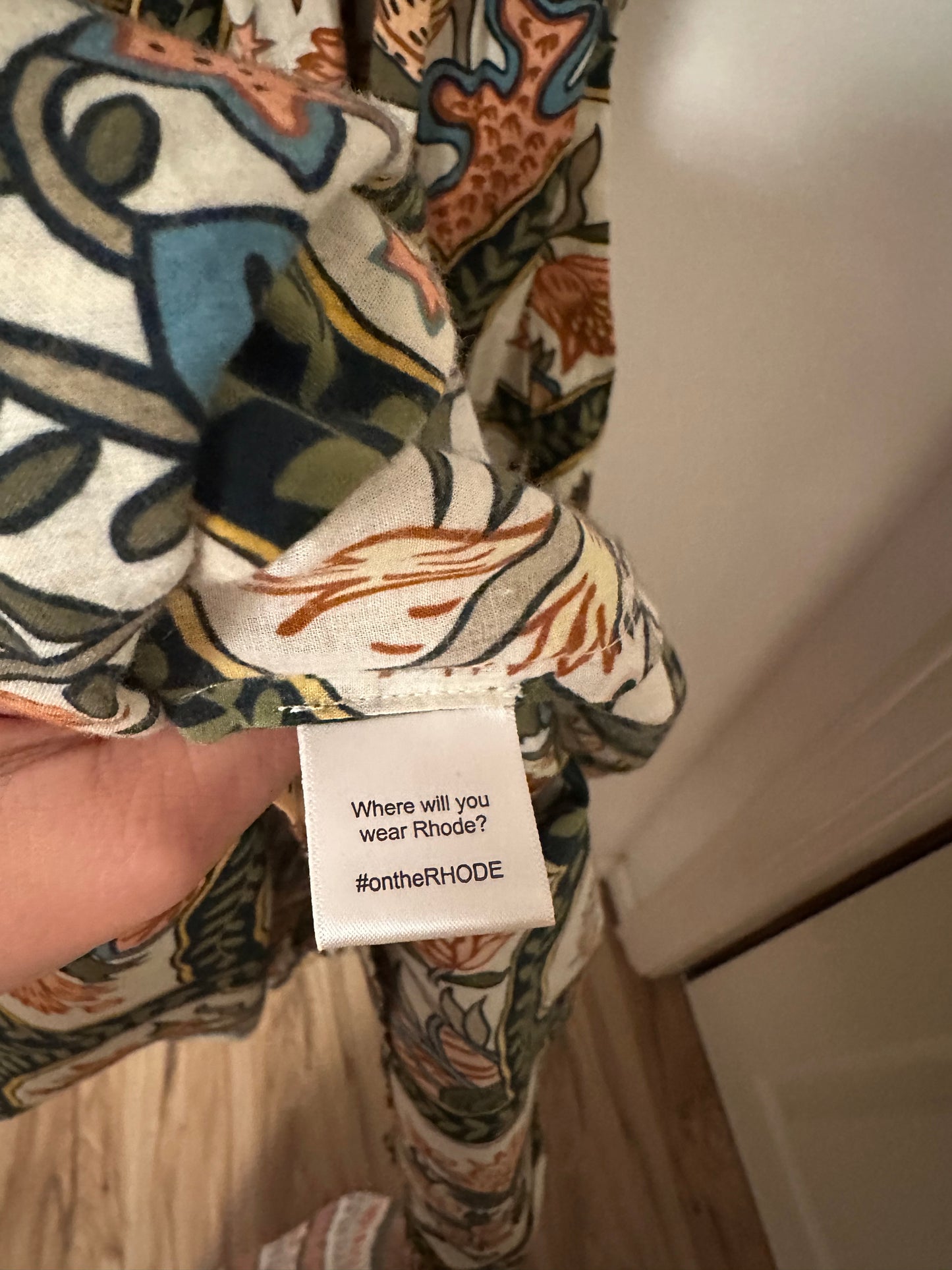 RHODE Resort Smocked Maxi Dress With Puff Sleeves in Mushroom Print | Size Small