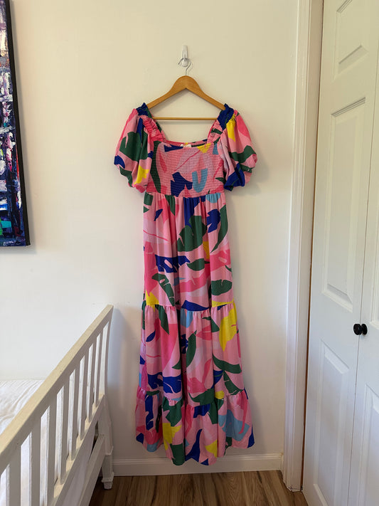 First Love Colorful Floral Maxi Dress - Size Large