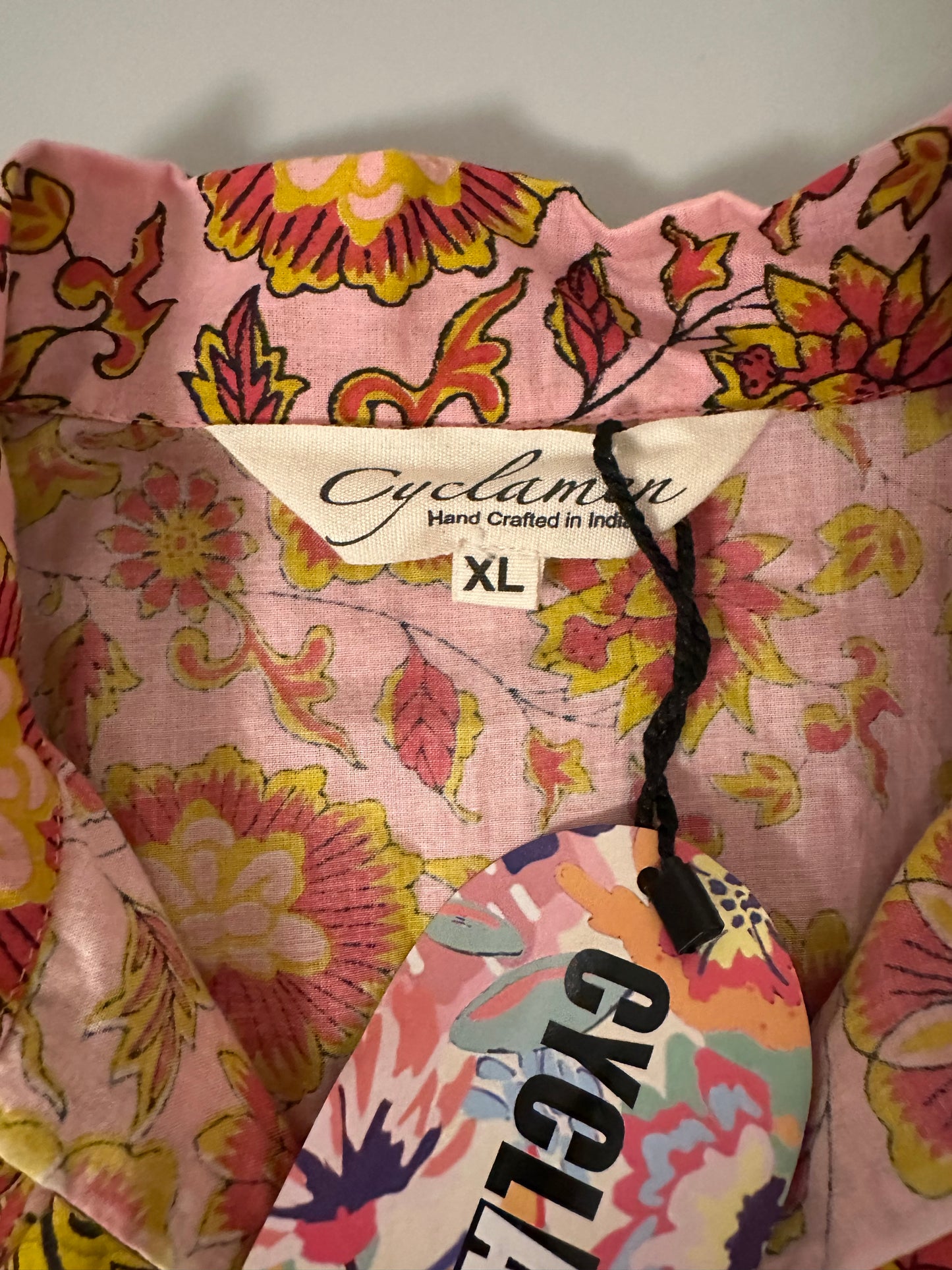 NWT Cyclamen Floral Cotton Maxi Peach Marigold Dress | Size XL