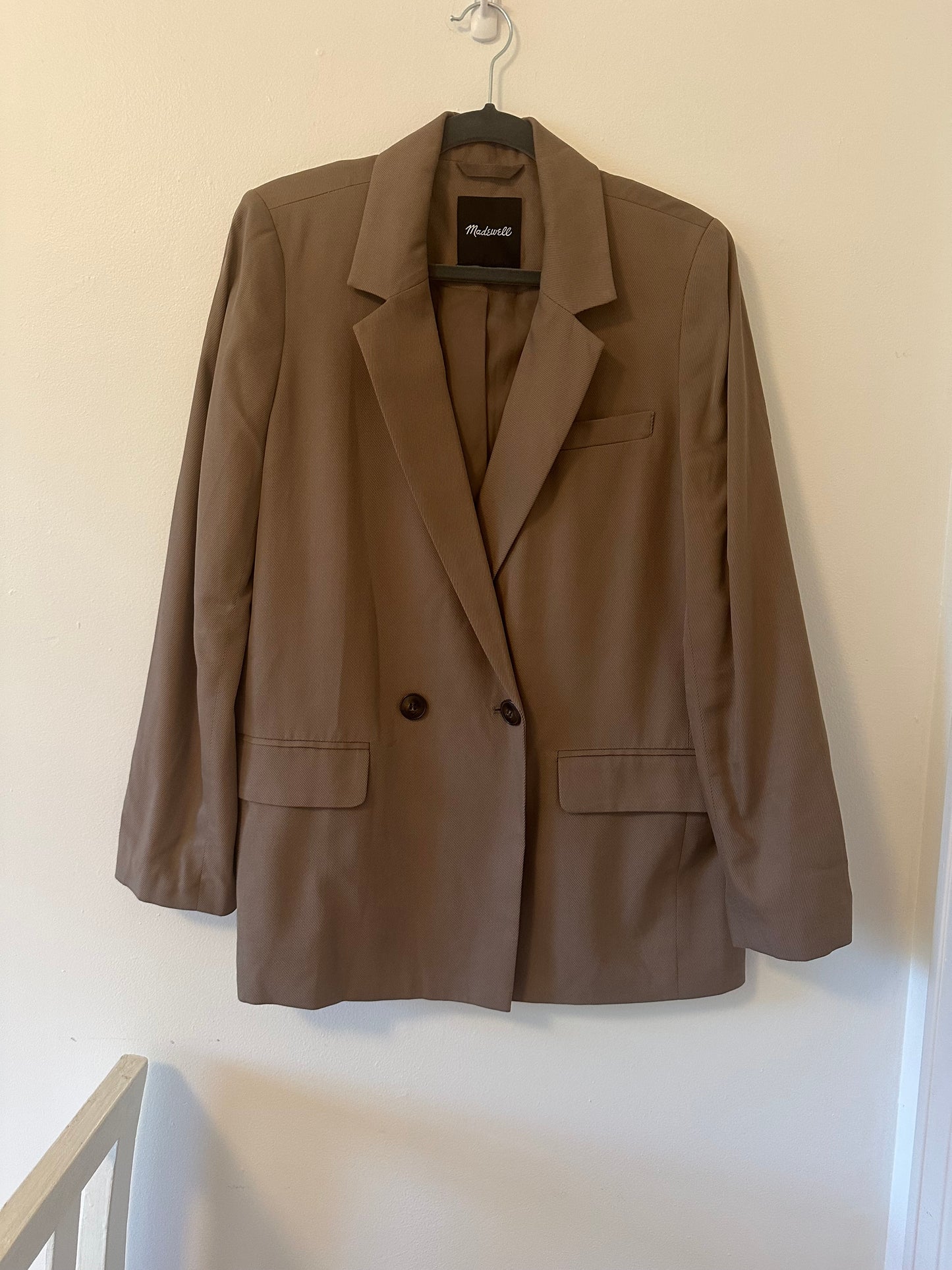 Madewell Womens Drapeweave Caldwell Double-Breasted Blazer Brown - Large