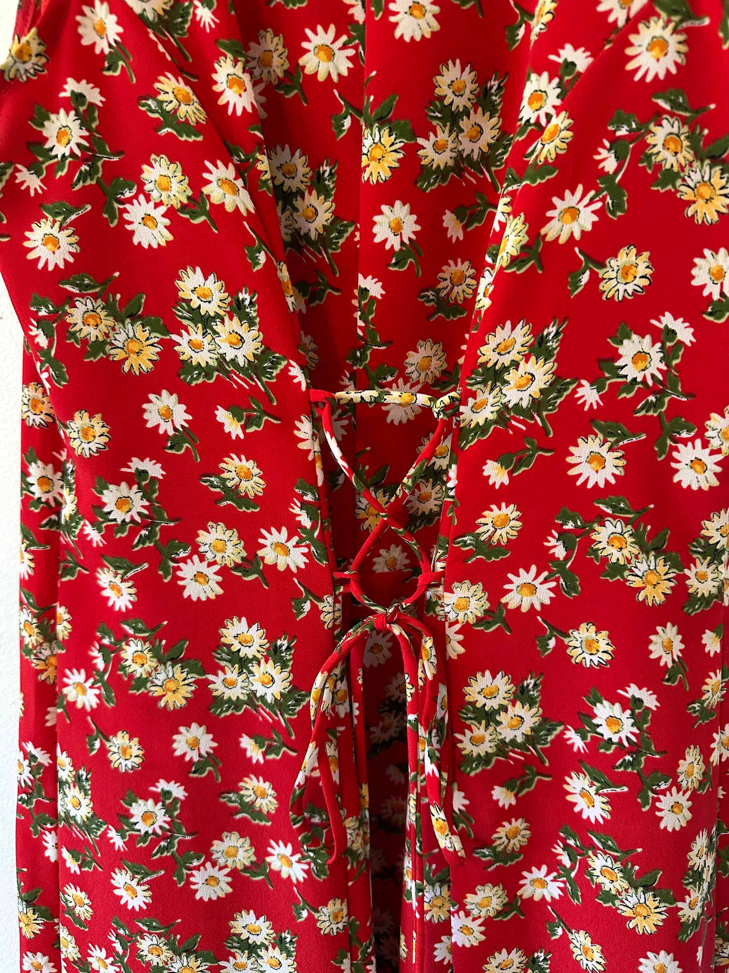 My Michelle Red Floral 90s Tie Back Midi Sleeveless Dress | Size 7/8