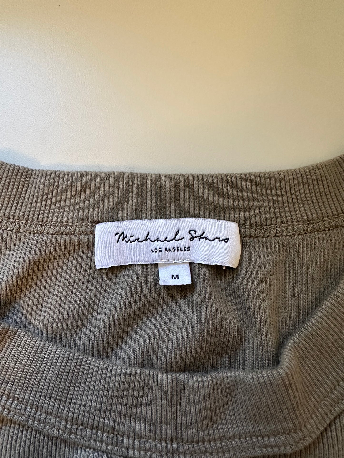 Michael Stars Wren Ribbed Midi Dress in Olive | Size Medium