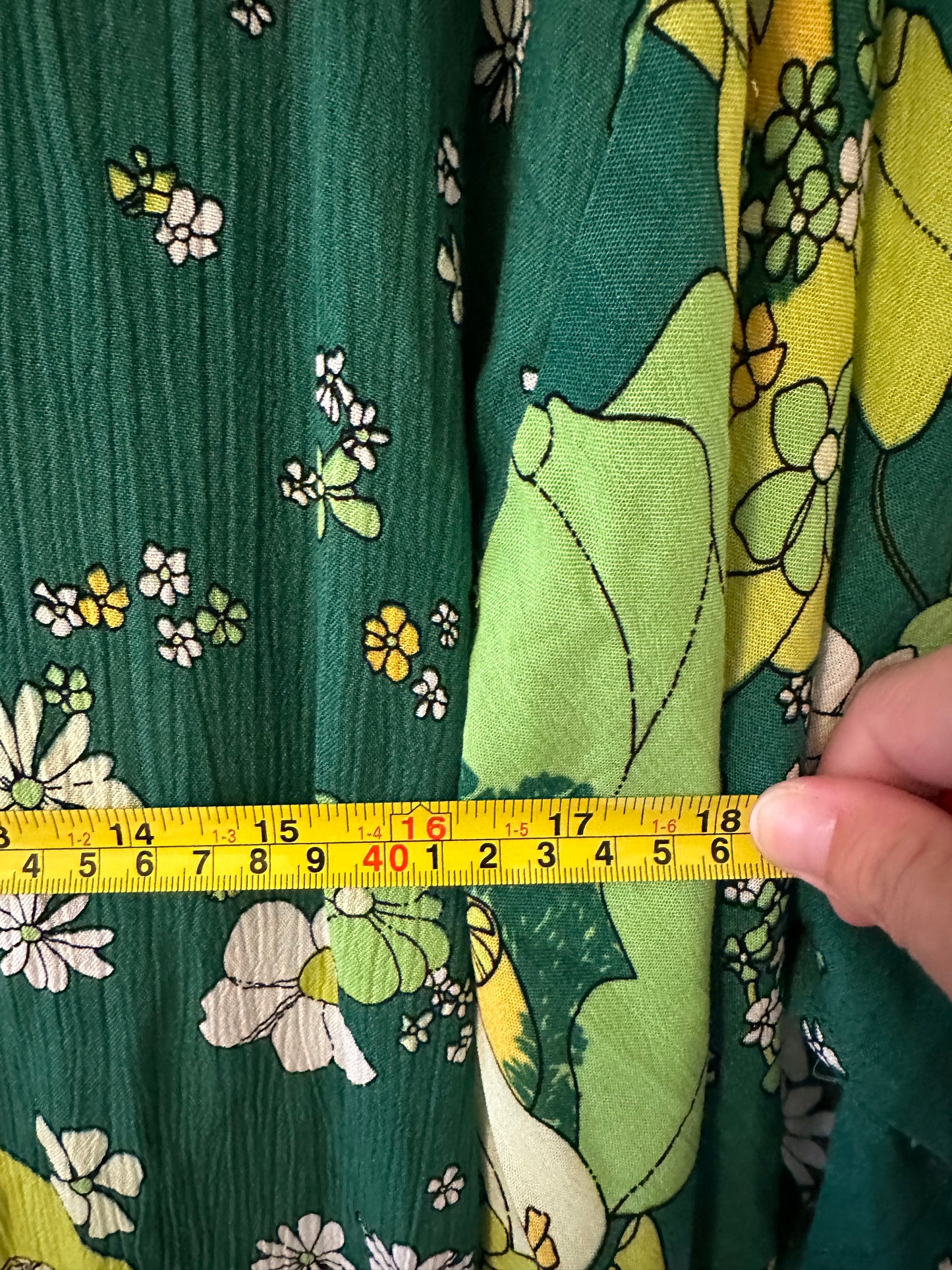 Free People Hidden Hills Floral Green Kimono Robe