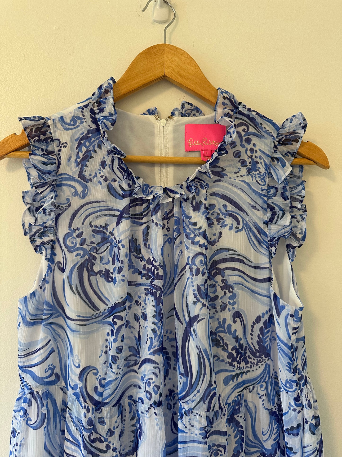 Lilly Pulitzer Jazzy Blue and White Sleeveless Dress - Size 10