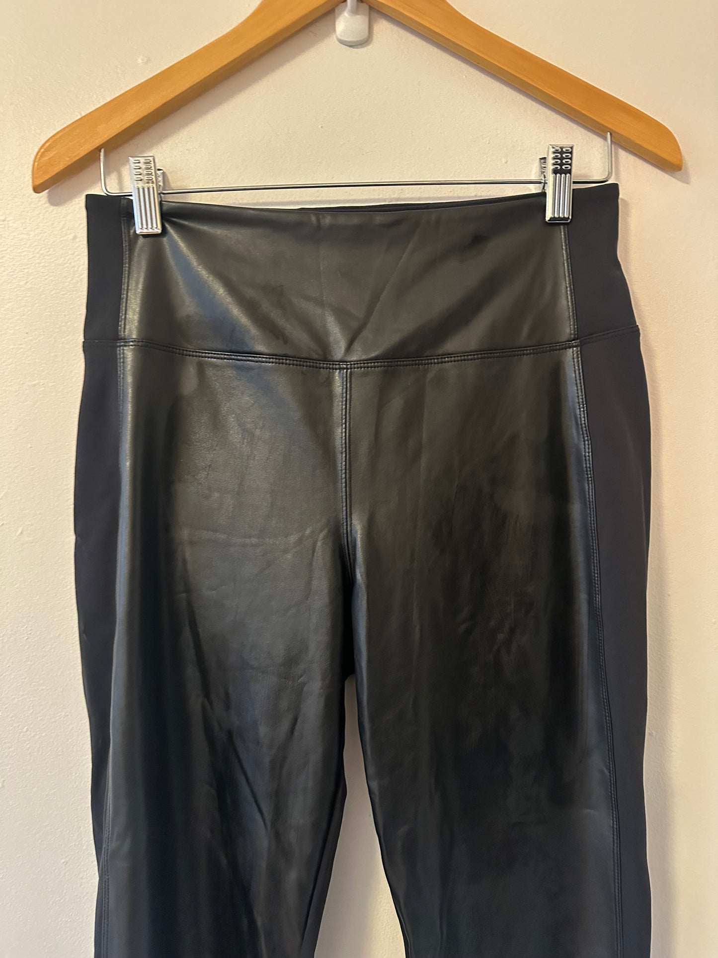 Athleta Delancey Shine Black Faux Leather Leggings | Size Medium Tall