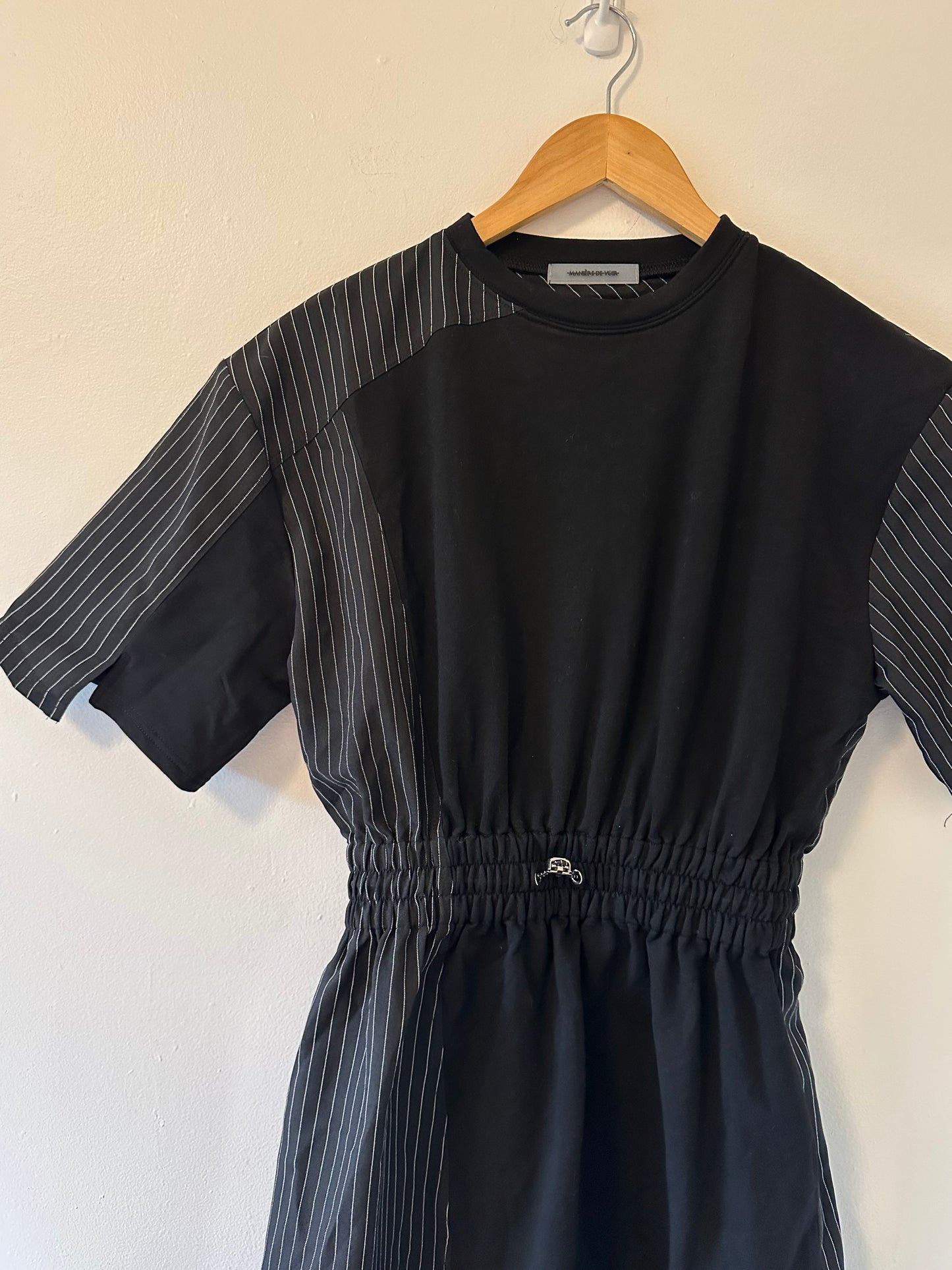 Maniere De Voir Asymmetrical Striped Mini Dress - Size 4