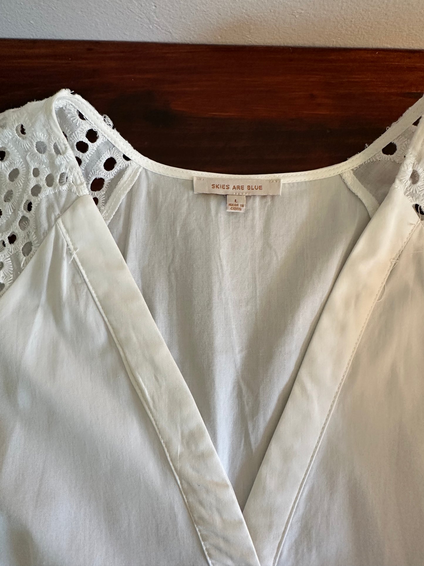 Skies Are Blue White Lace Sleeve Dress - Size Large