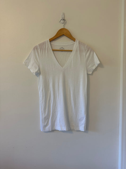 J. Crew - NWT White V-Neck Short Sleeve Cotton Tee | Size Small