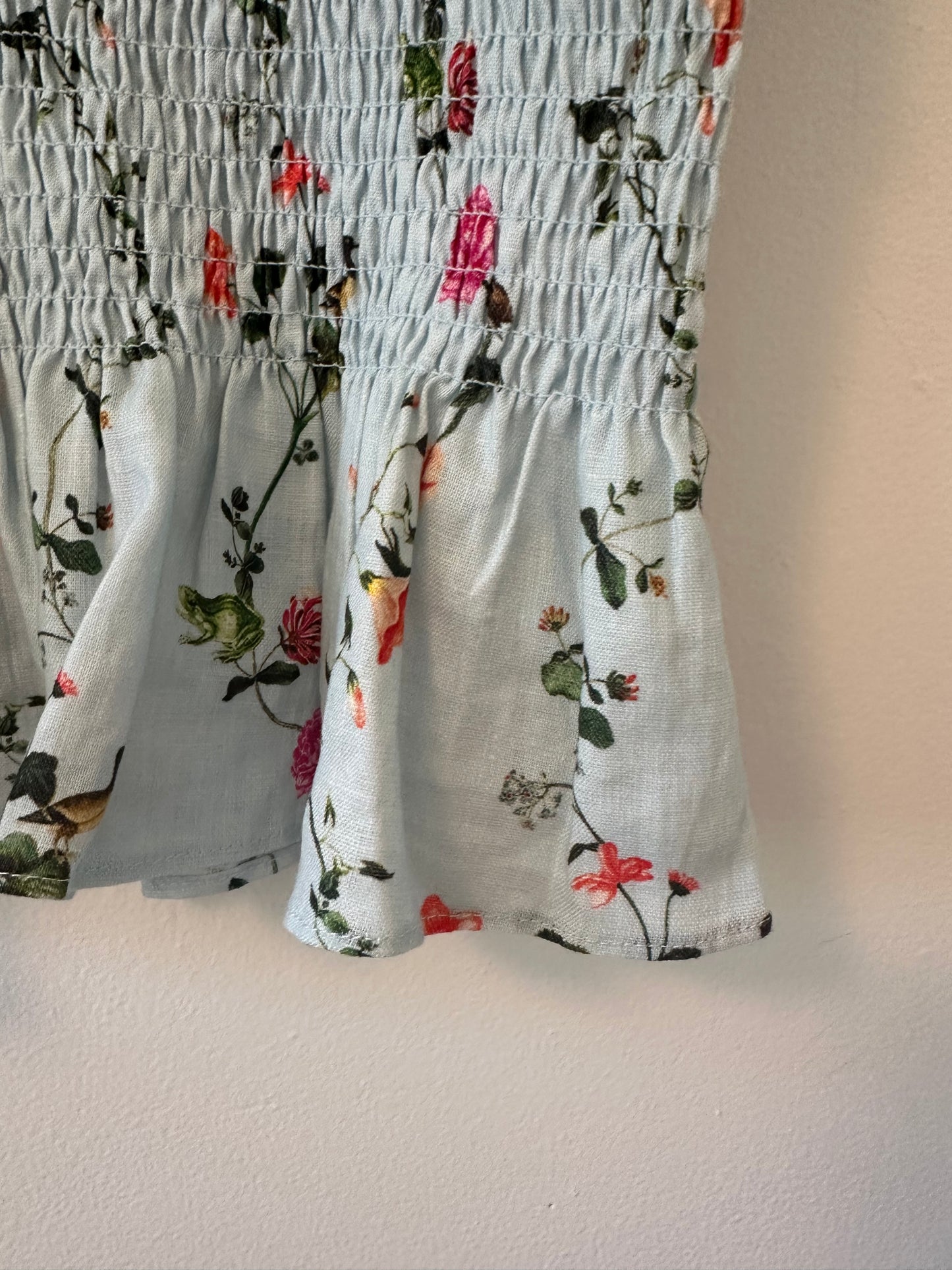 Hill House "The Paz Nap Top" in Blue Floral Linen - Size XS