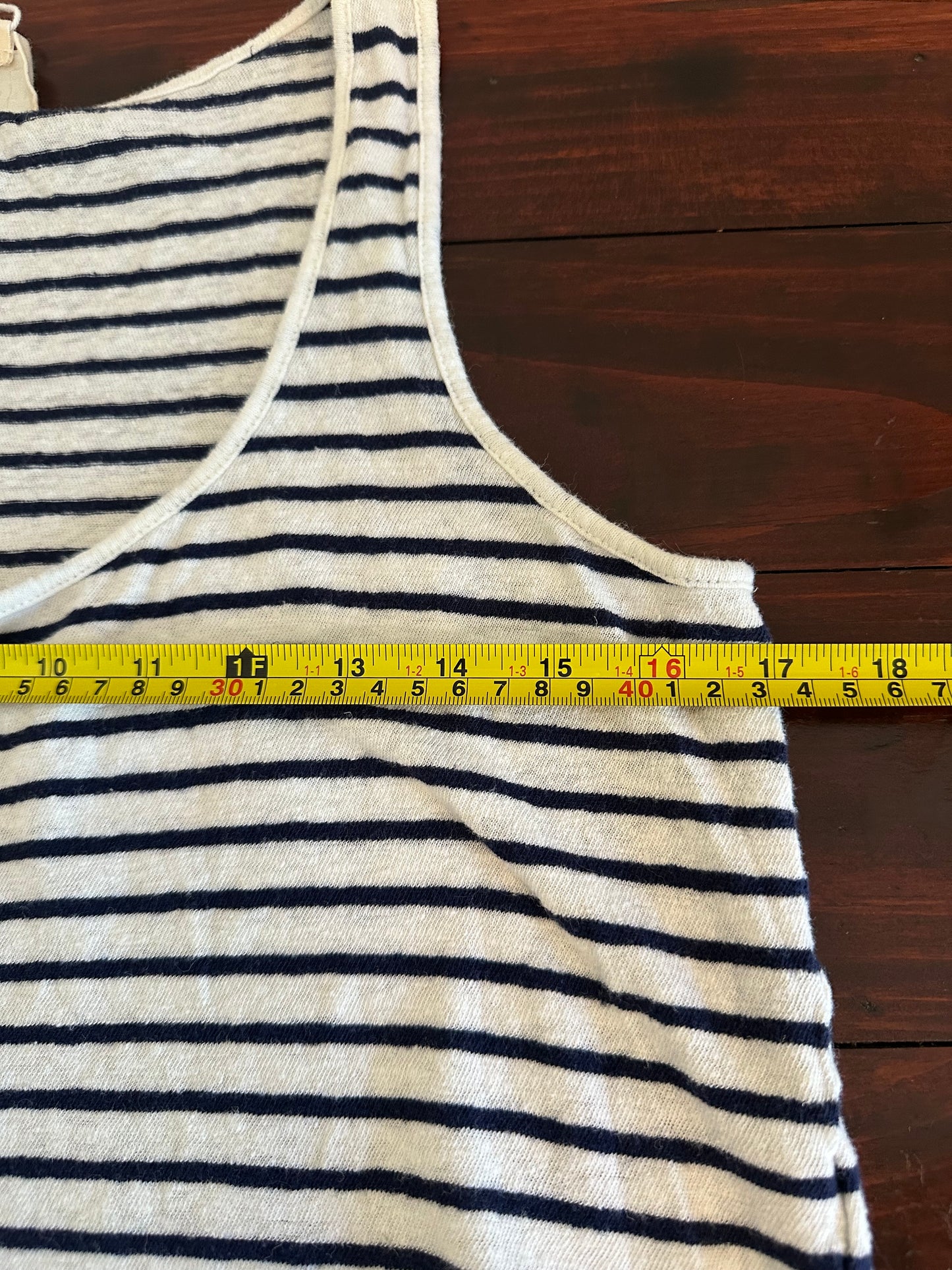 Sezane John Top in Ecru and Navy - Size Large