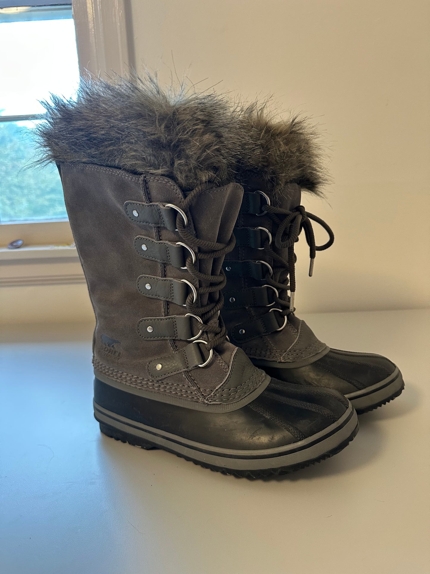 Sorel JOAN OF ARCTIC™ Women's Waterproof Boot in Quarry and Black | Size 7.5