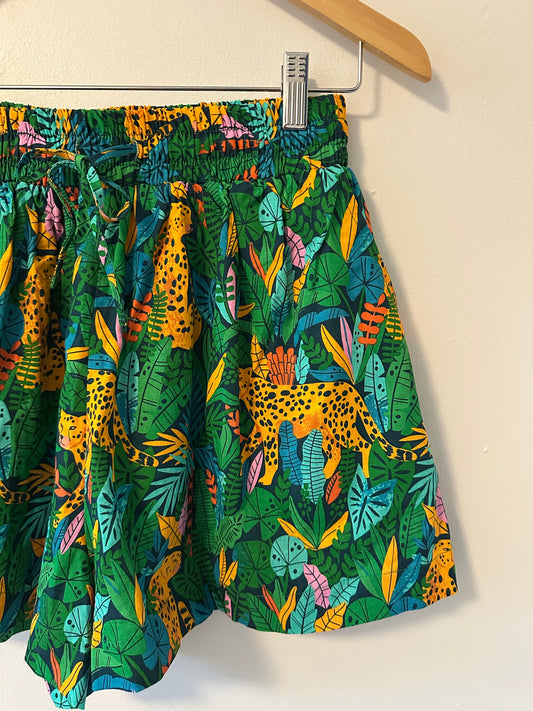 Palms Away - Tropical Print Green Elastic Waist Women's Shorts | Size XS
