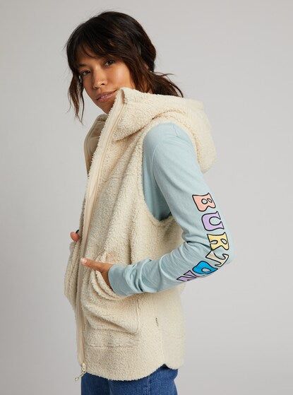 NWT Burton Minxy Hooded Vest in Crème Brûlée Sherpa - Size Small