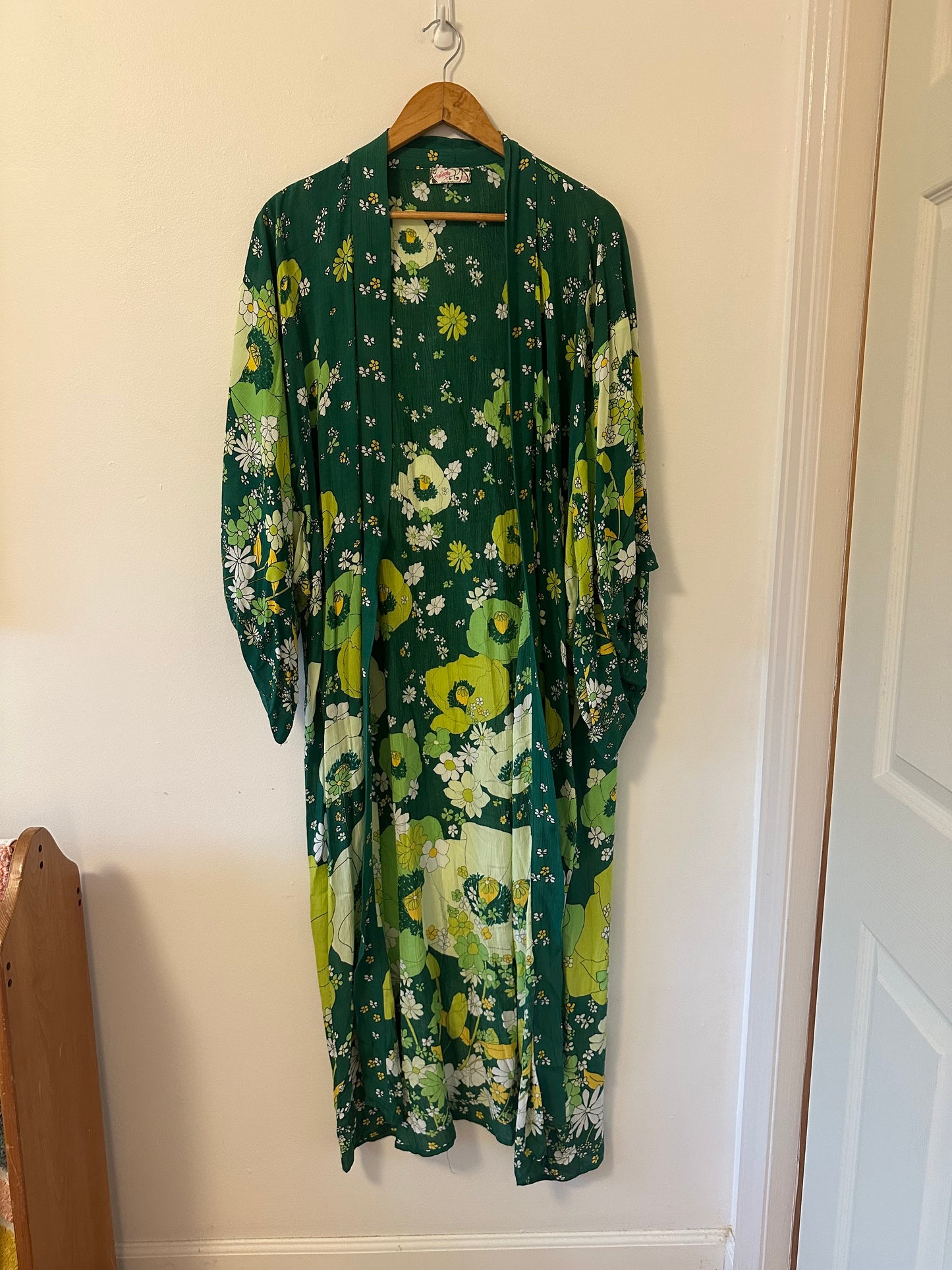Free People Hidden Hills Floral Green Kimono Robe