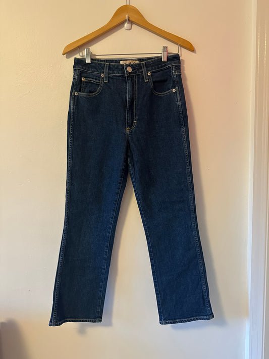 AMO Denim Bella Dark Blue Flare Jeans in Indie Blue | Size 29