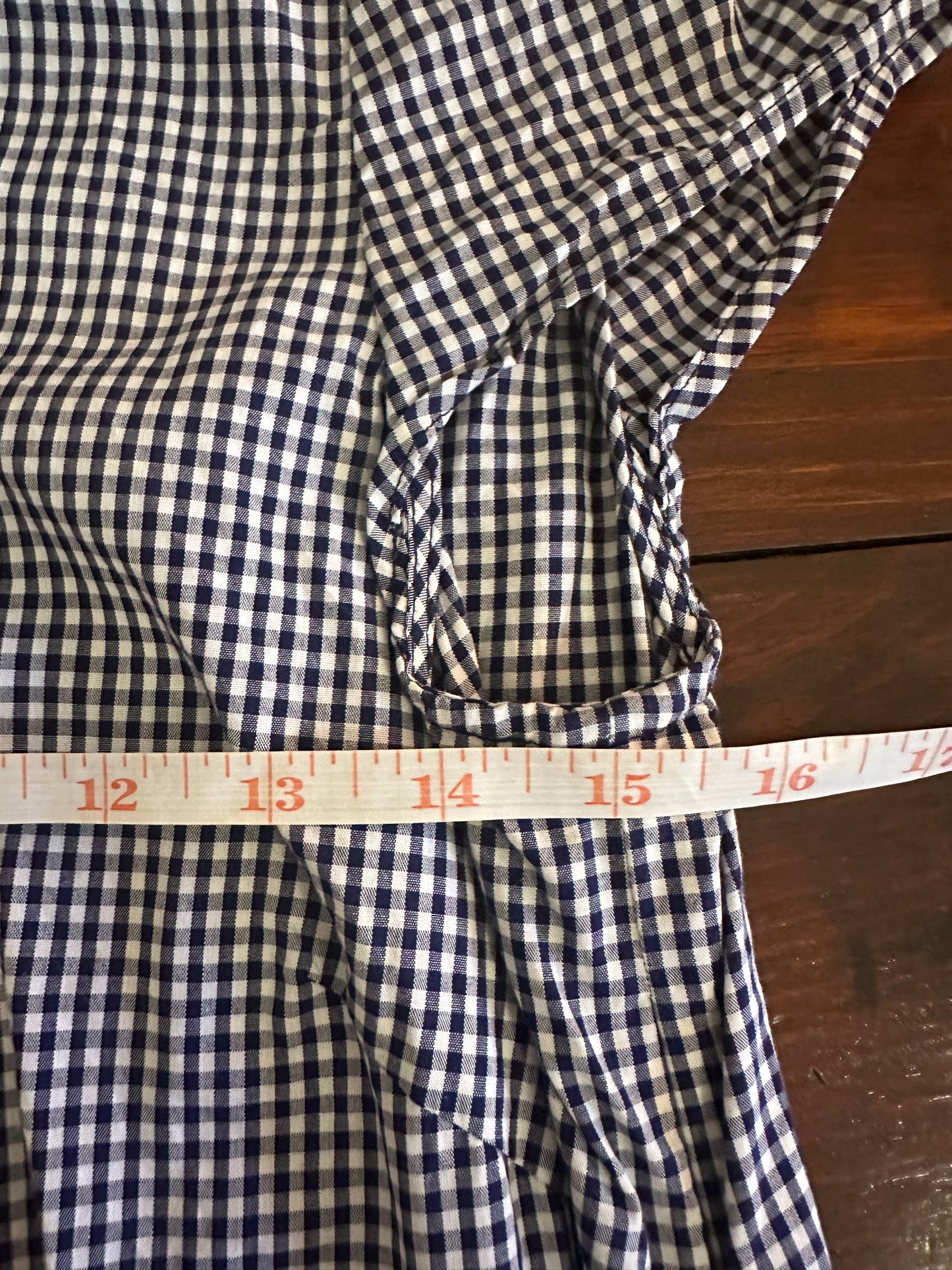 Elizabeth McKay Navy and White Gingham Top Size 8