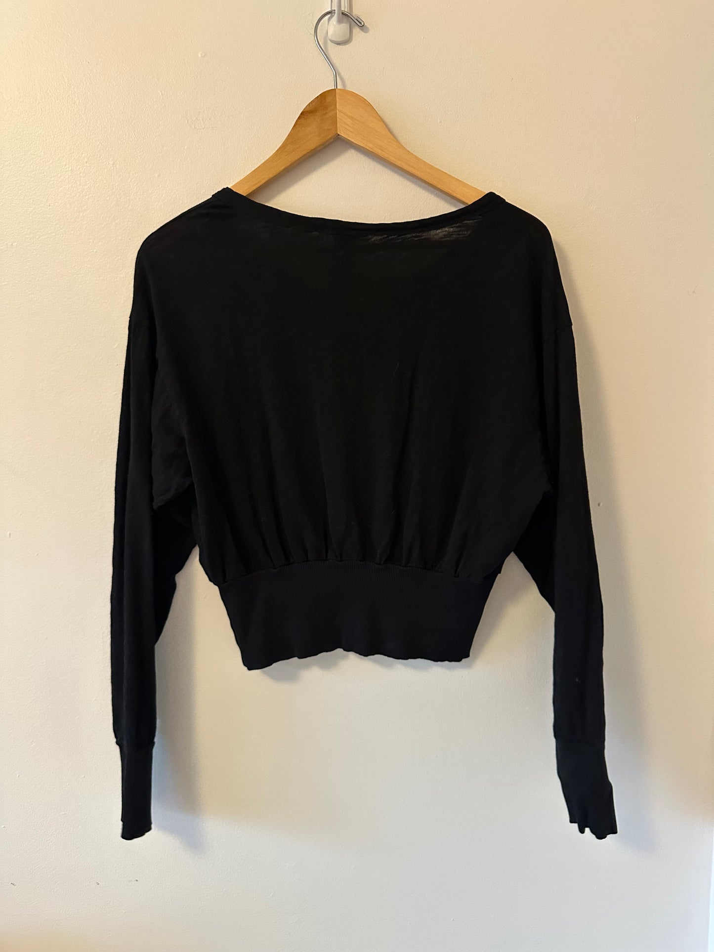 bobi Black Split Neck Long Sleeve T-Shirt | Size Small