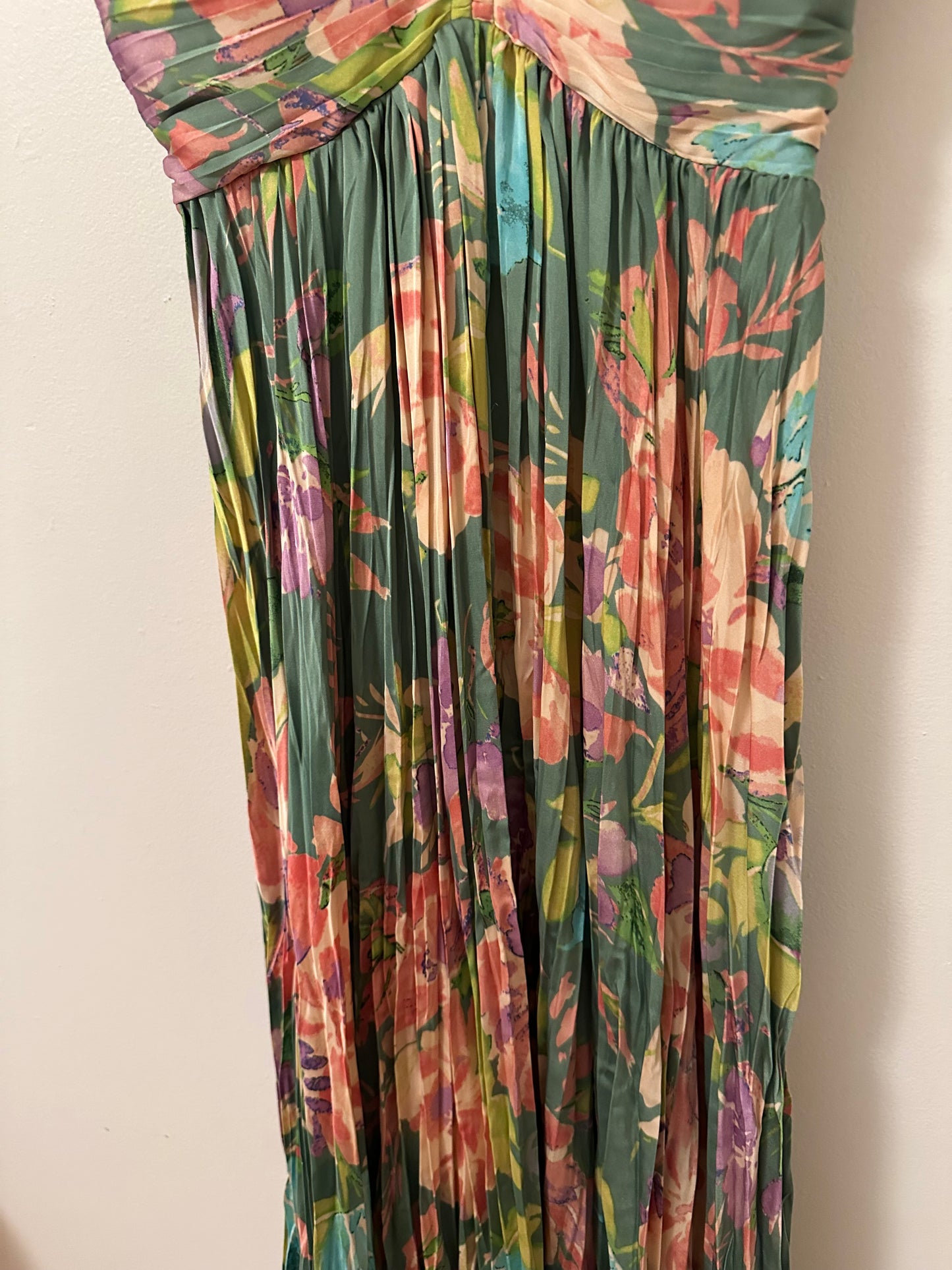 ASTR the Label Women's Floral Spaghetti Strap Pleated Empire Waist Dress Size XS