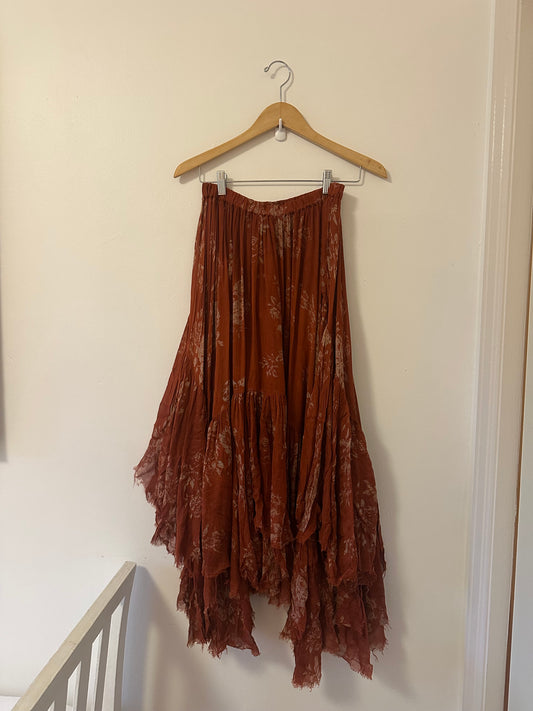 FP One Free People Bohemian Rust Maxi Skirt - Size Small