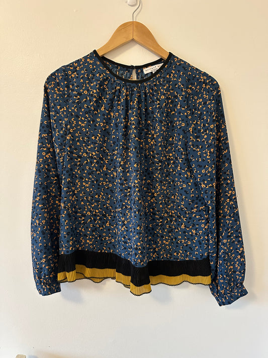 Current Air Blue Printed Blouse Size XS