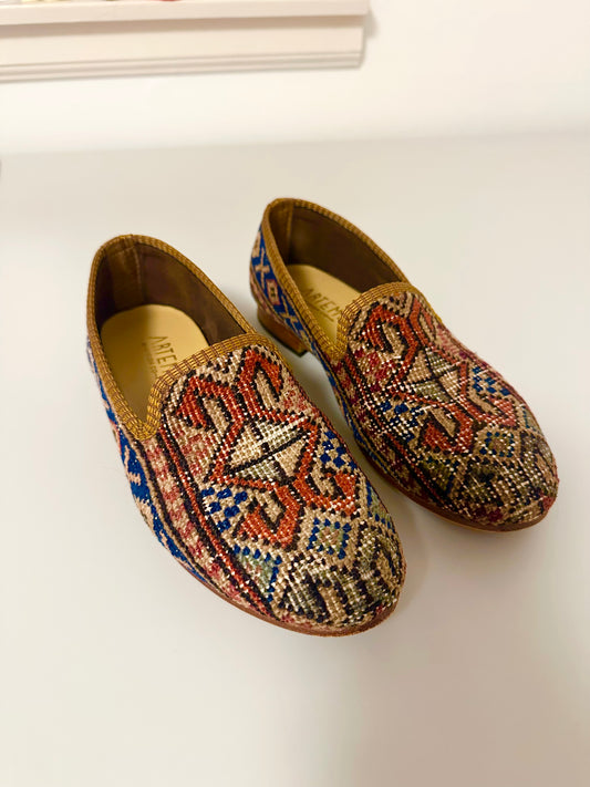 Artemis Design Co. Women's Sumak Kilim Smoking Shoes | Size 7.5