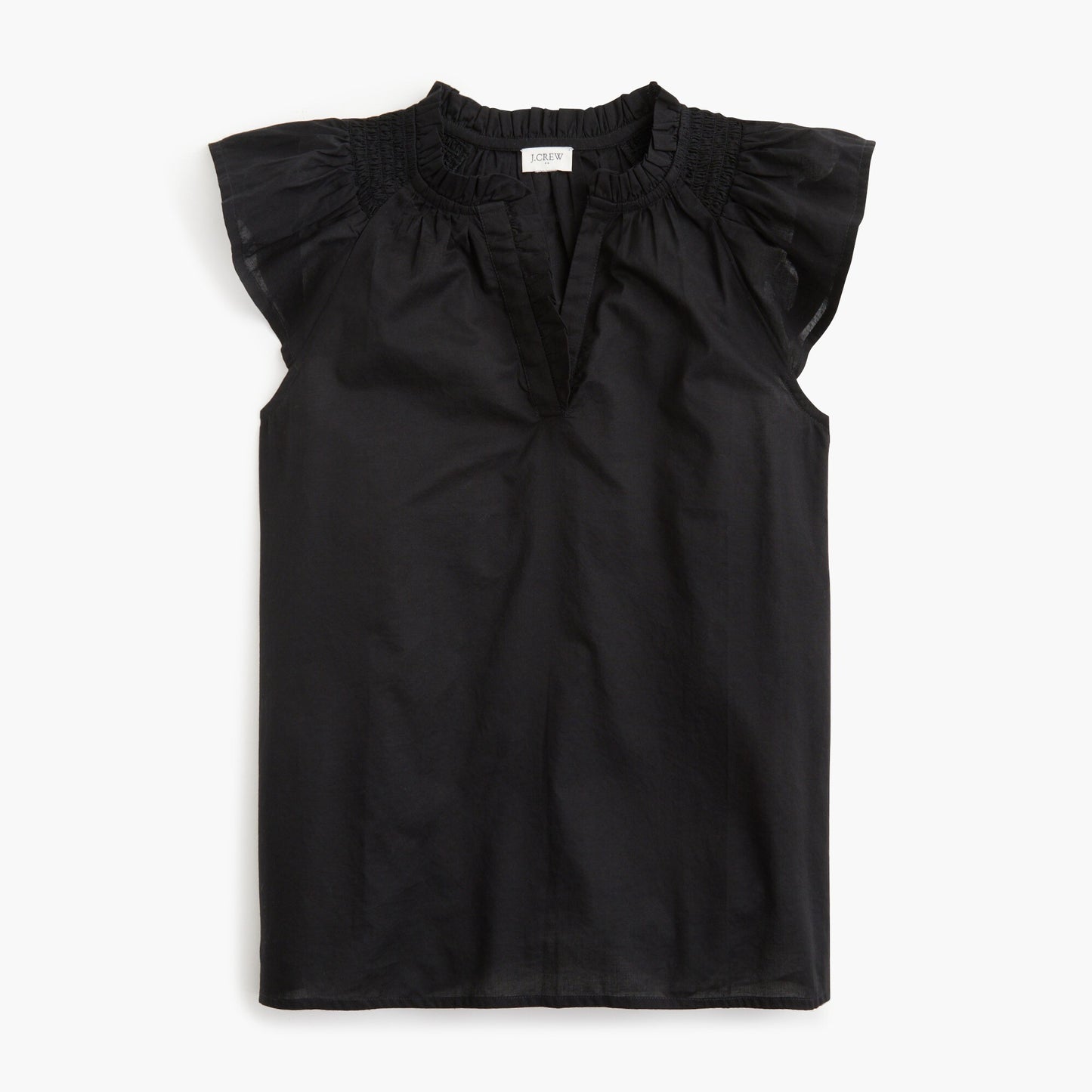 J. Crew Flutter Sleeve Black Women's Cotton Top - Size Medium