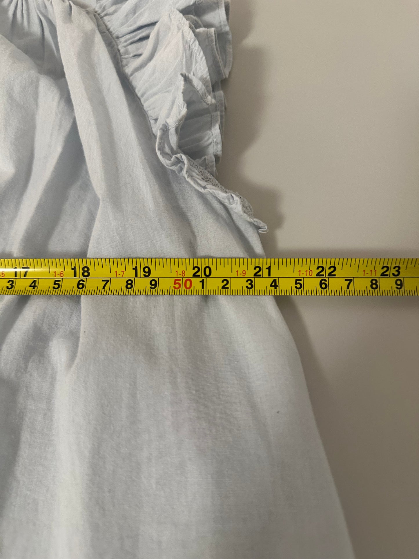 Sundry Light Blue Button Up Ruffle Sleeve Top | Size Small