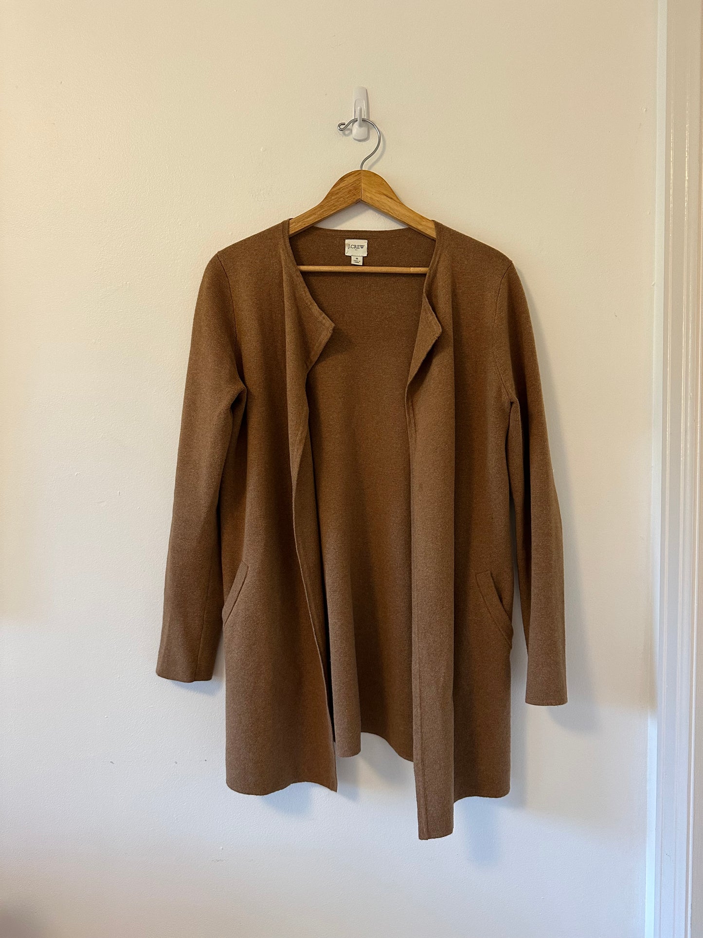 J. Crew Vanessa Camel Open Longline Cardigan Sweater | Size Small