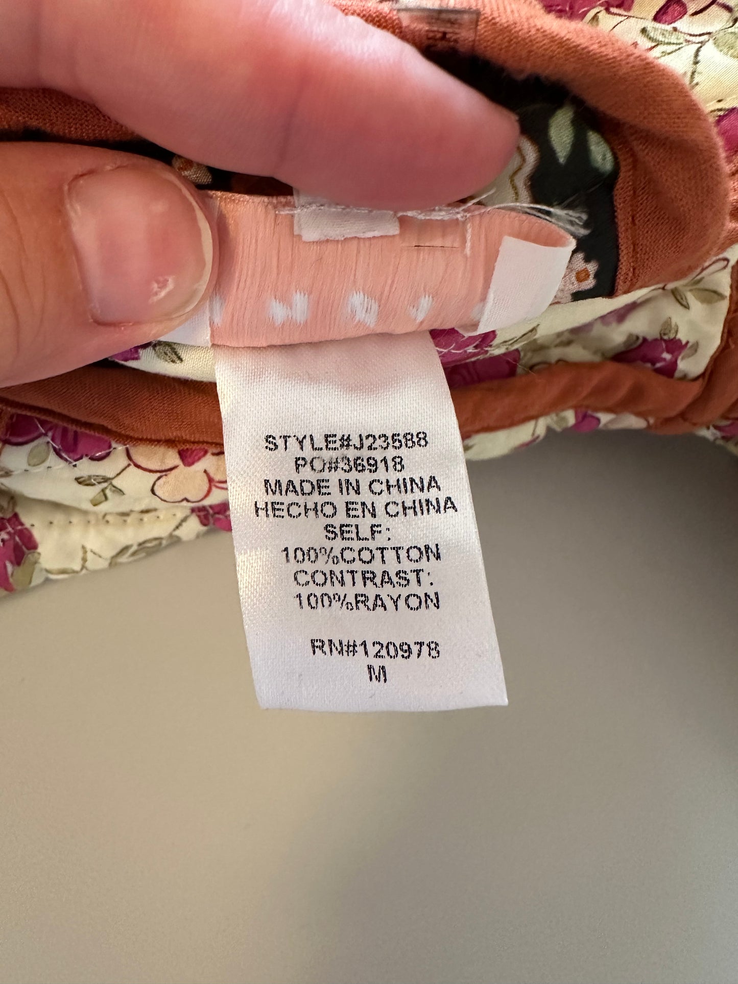 Entro Black Ecru Floral Printed Quilted Reversible Jacket | Size Medium