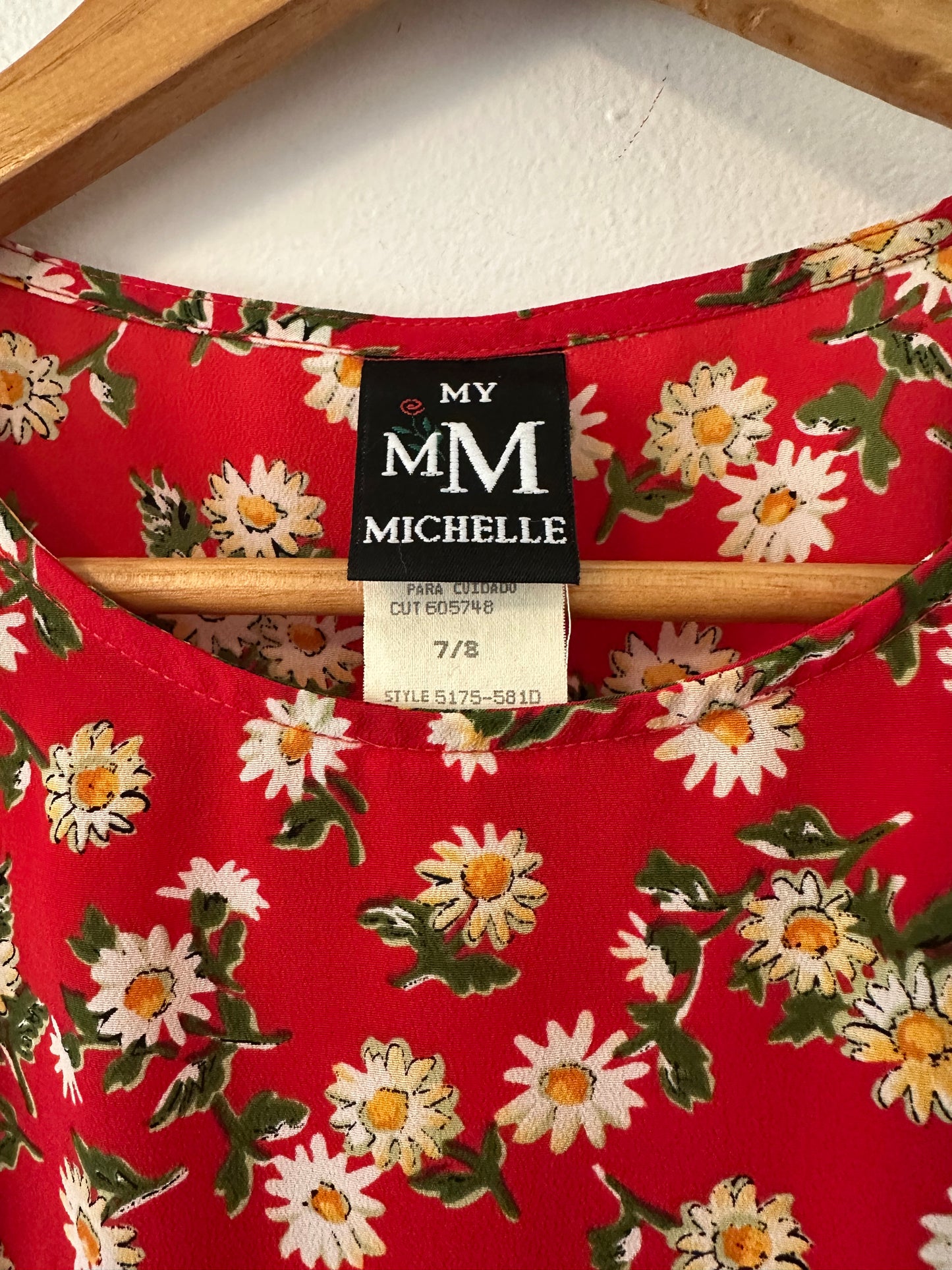 My Michelle Red Floral 90s Tie Back Midi Sleeveless Dress | Size 7/8