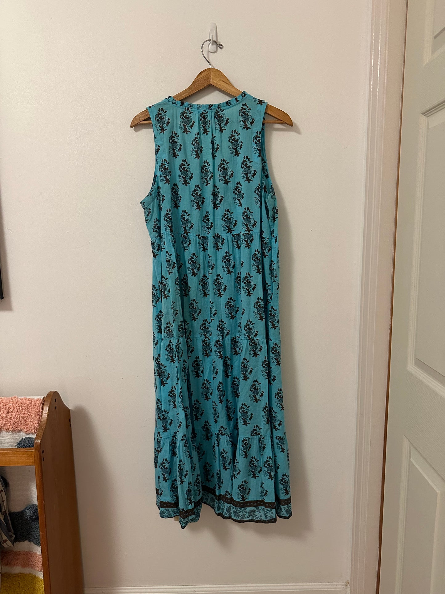 Tuckernuck Tropical Turquoise Bouquet Salty Paloma Sleeveless Caftan Dress | Size XL