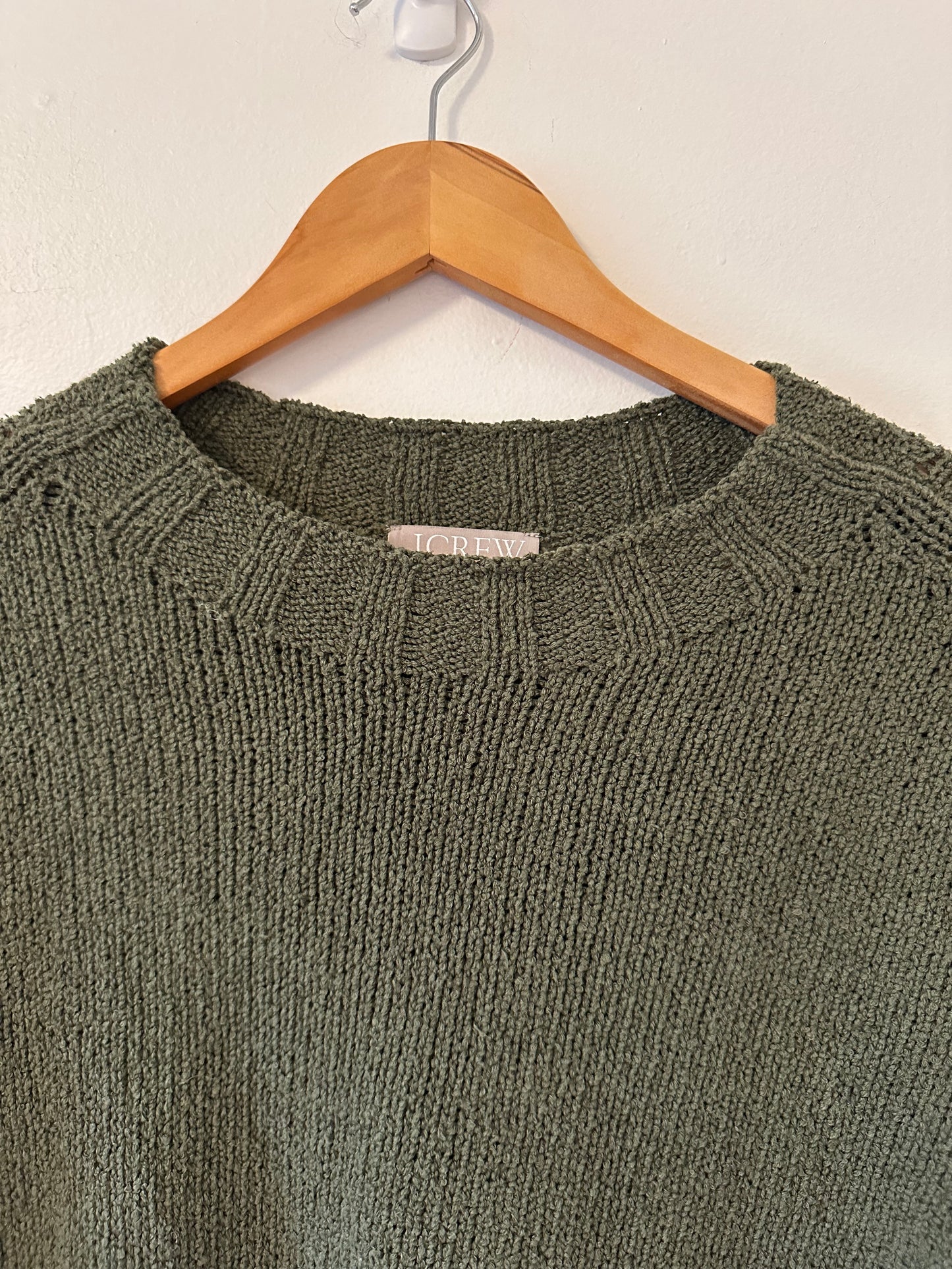 J. Crew Cotton Blend Forest Green Crew Neck Sweater | Size Small
