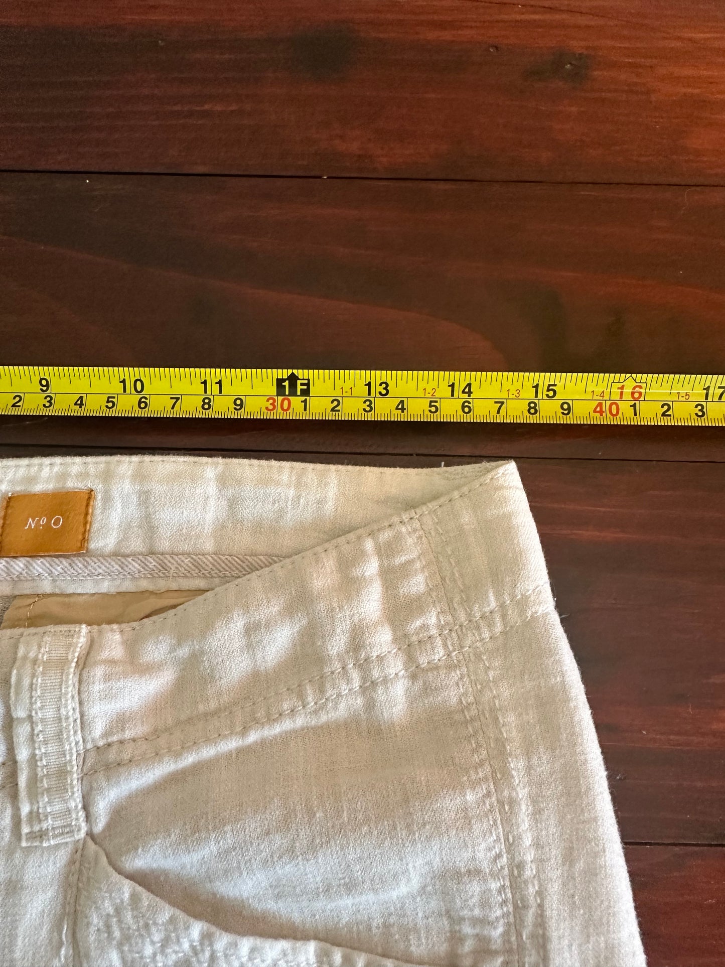 Pilcro Cream Wide-Leg Linen and Cotton Pants Size 0