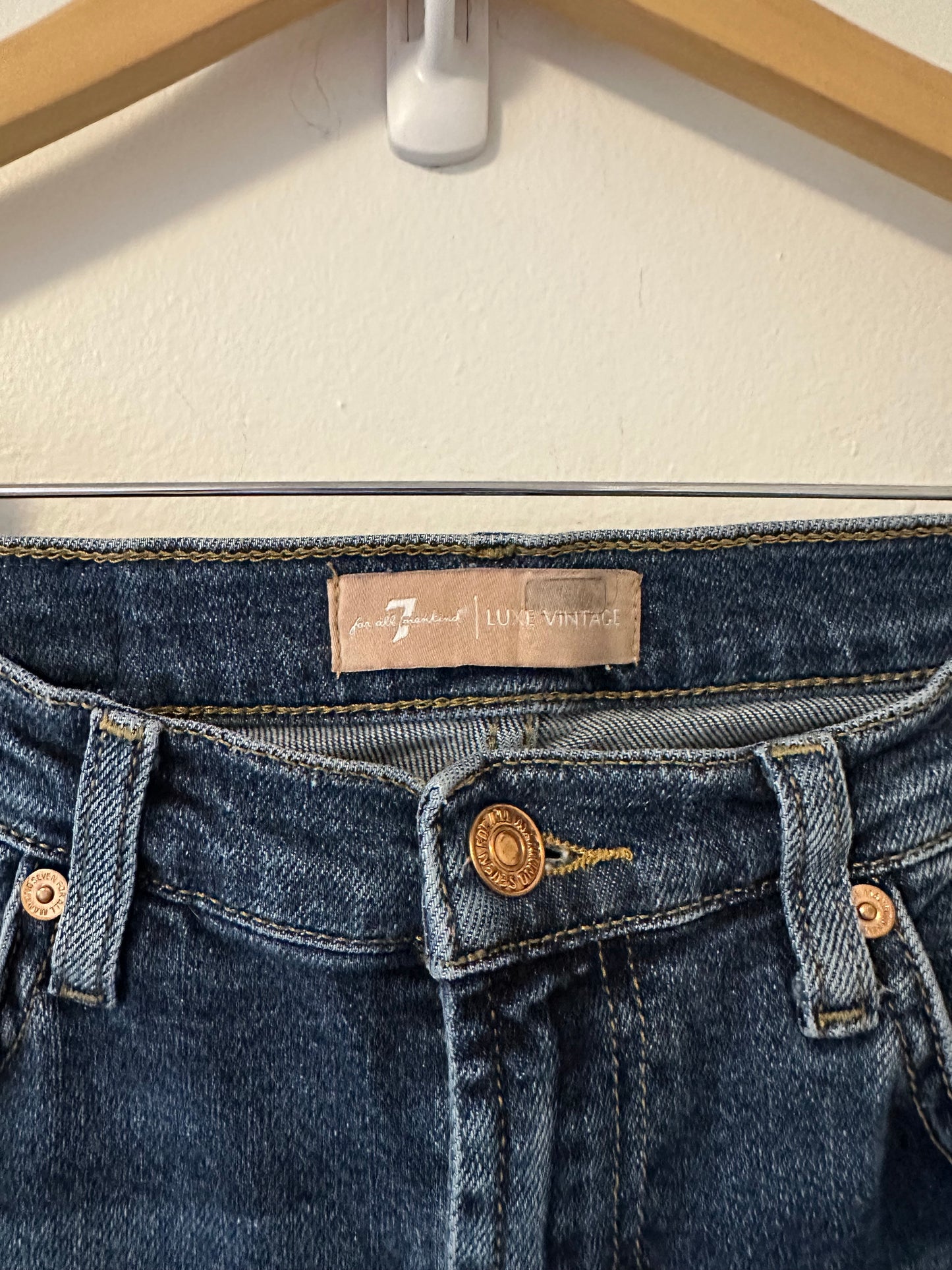 7 For All Mankind High Waist Slim Kick Jeans in Deep Soul | Size 30