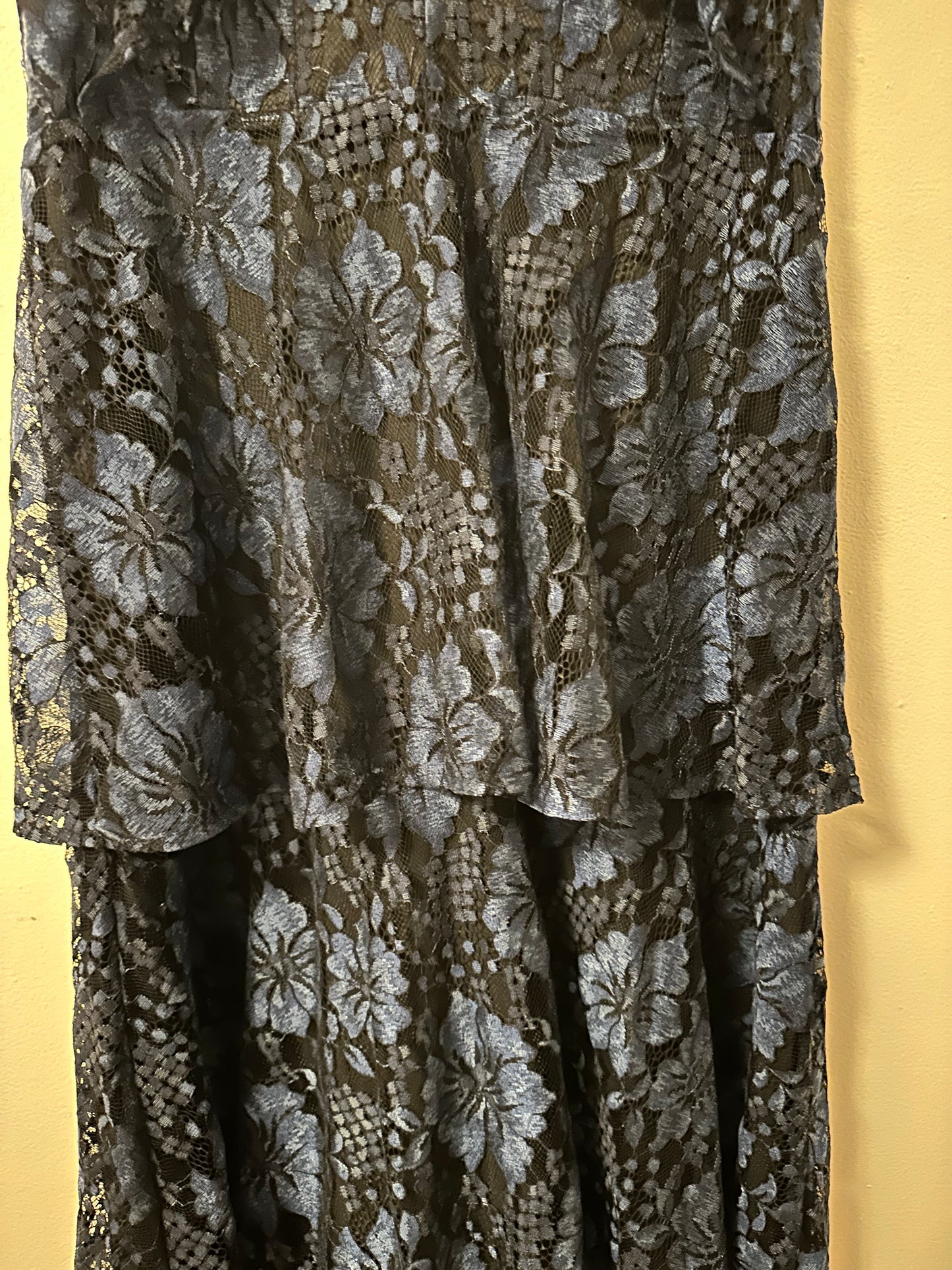 Lulu's Molinetto Navy Blue Lace Ruffled Tiered Sleeveless Maxi Dress | Size Large