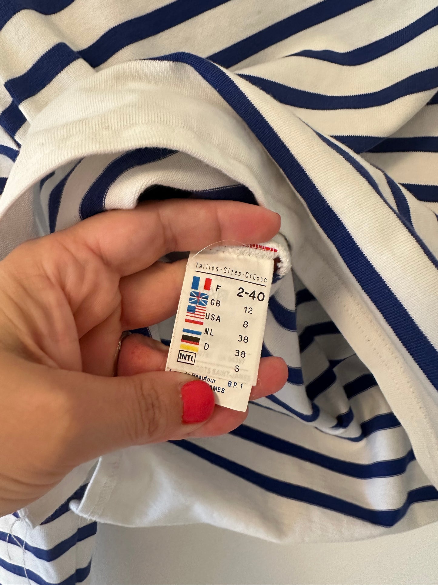 Saint James Authentic Naval Women’s Striped Sailor Shirt Size 8