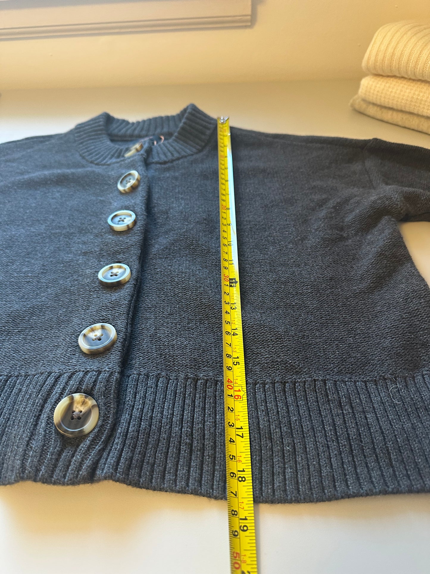 NWT Quince 100% Organic Cotton Cropped Cardigan in Charcoal Gray | Size Small