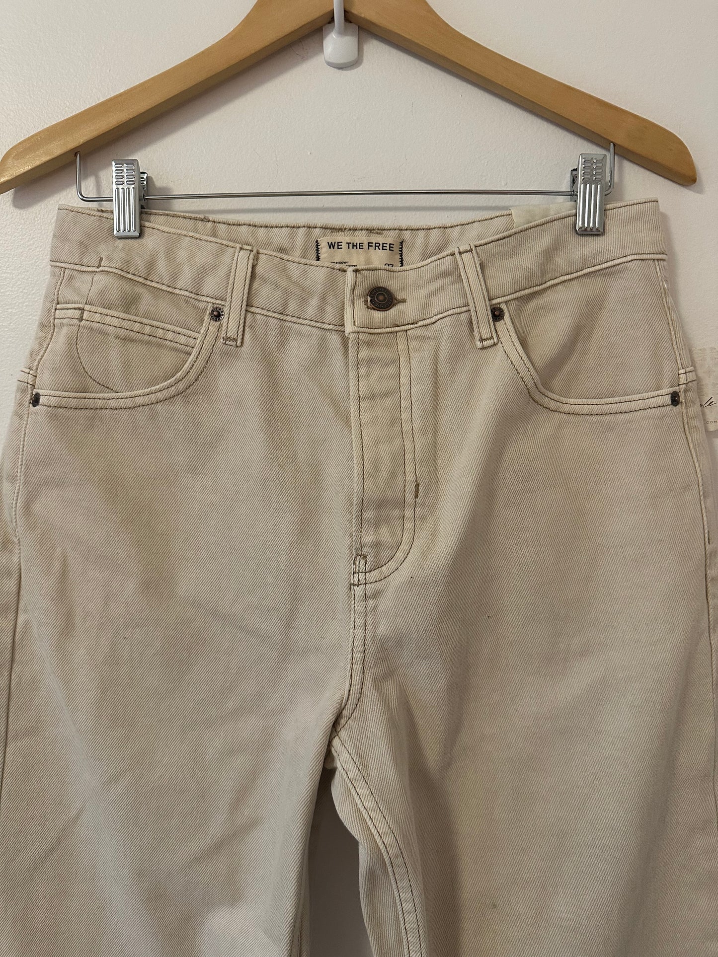 NWT We The Free Deep Trance Dropped Boyfriend Jeans in Casual Khaki | Size 27