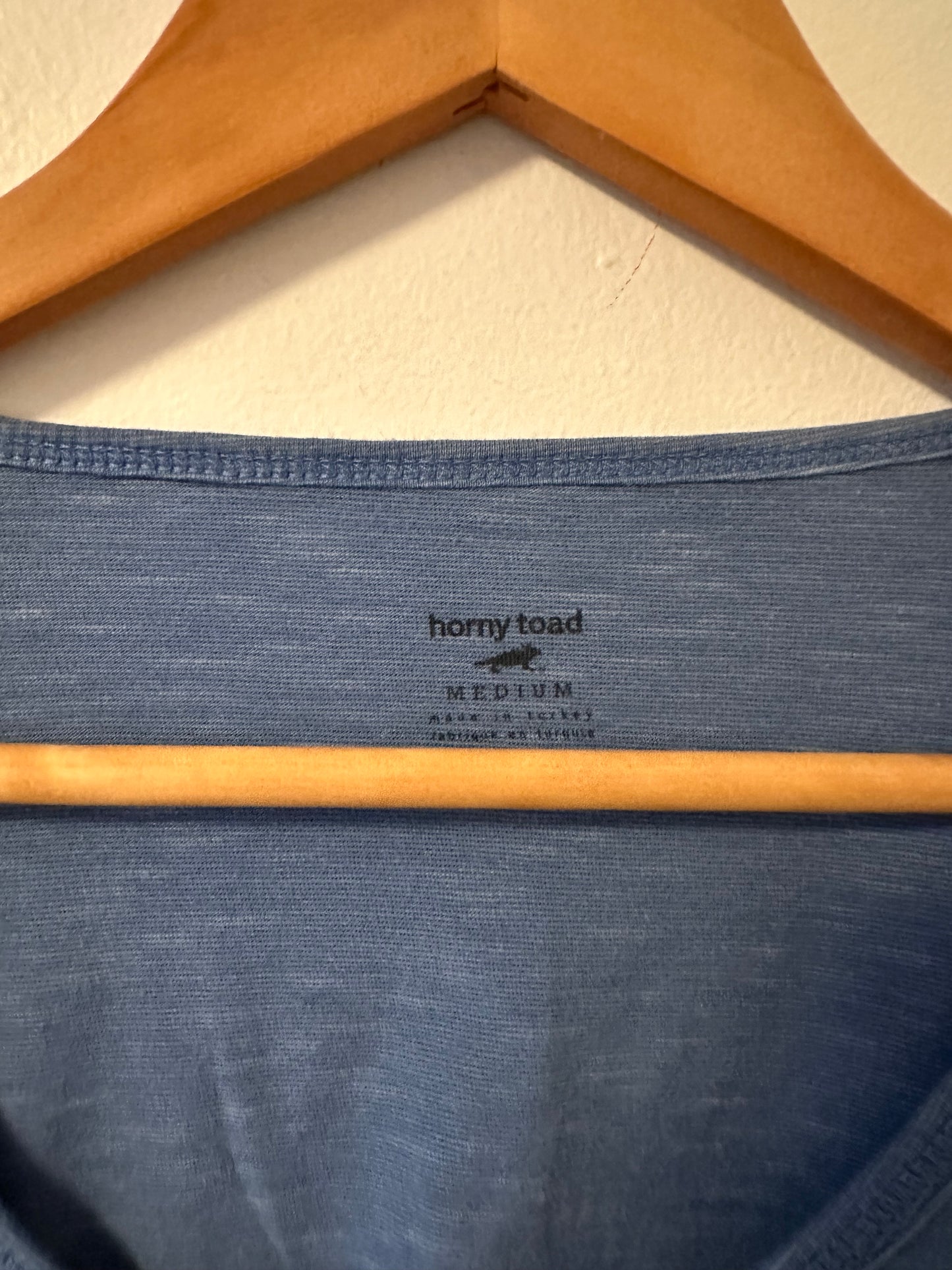 Horny Toad - Slate Blue Long Sleeve V-Neck Tee Shirt | Size Medium