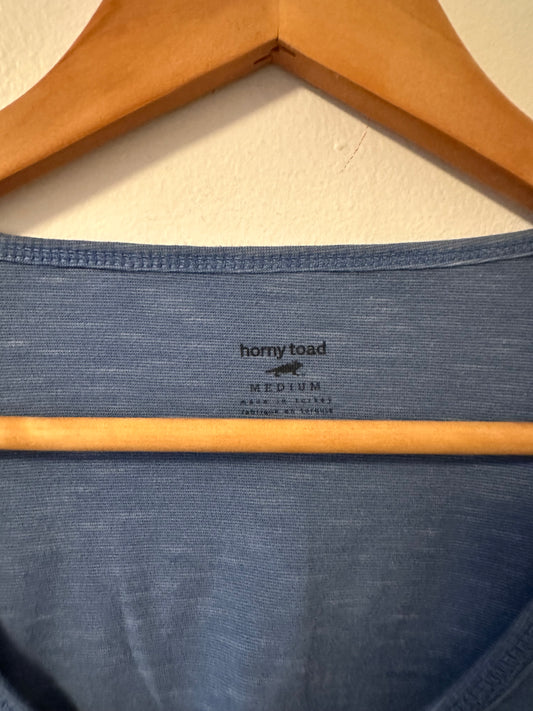Horny Toad - Slate Blue Long Sleeve V-Neck Tee Shirt | Size Medium