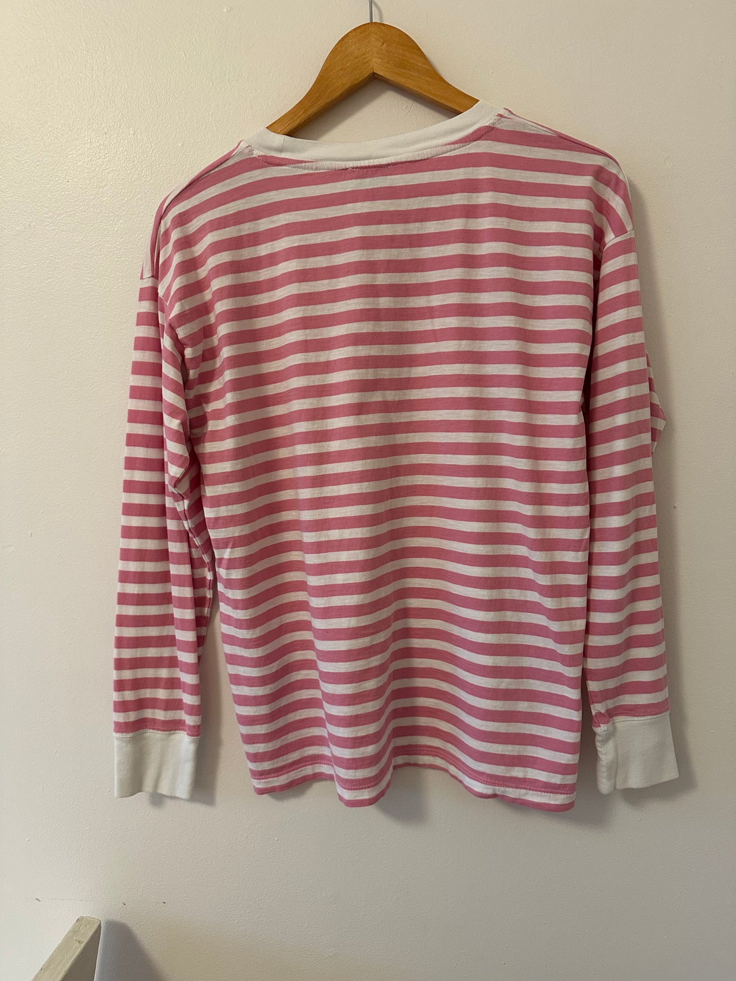 J.Crew Pink and White Striped Long Sleeve Slub Shirt - Size Medium