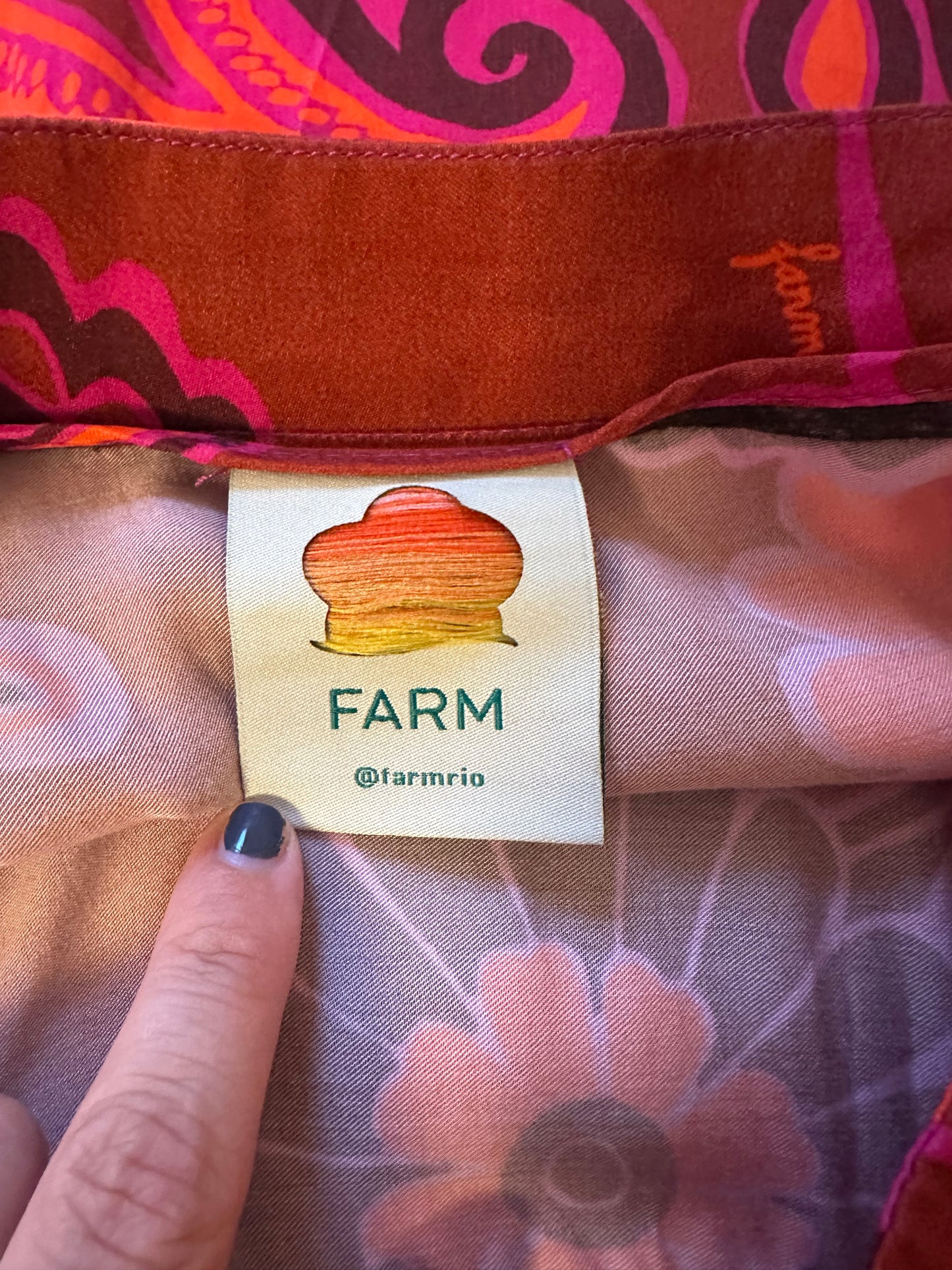 FARM Rio Bold Floral Satin Maxi Skirt | Size Large