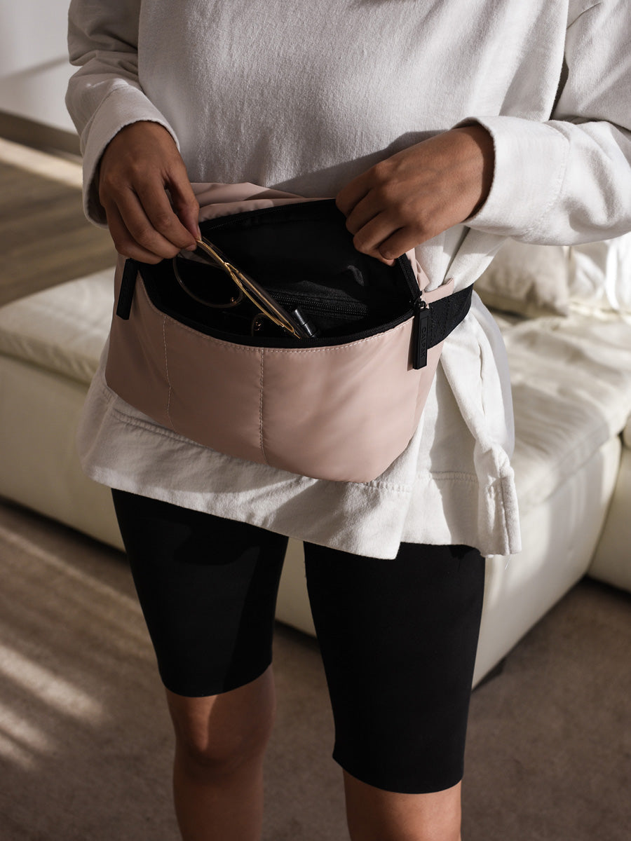 Calpak Luka Belt Bag in Rose Quartz