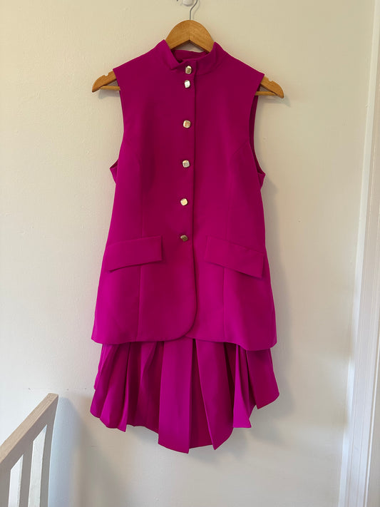 Amanda Uprichard Evelyn Romper in Dark Hot Pink - Size Medium