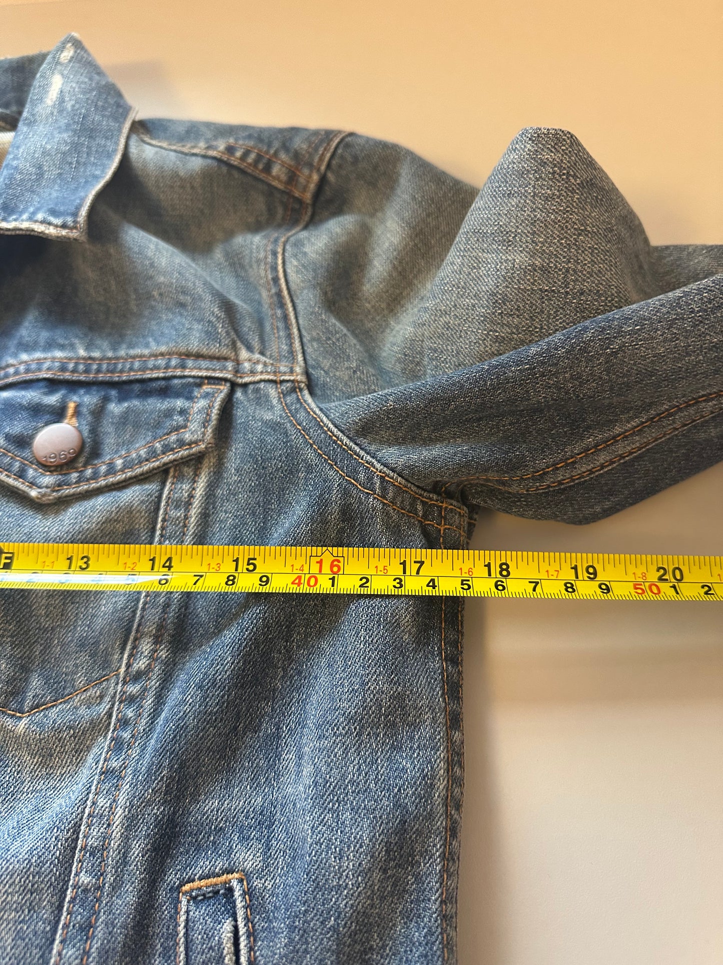 Gap Vintage Cotton Blue Distressed Denim Classic Jacket | Size Small
