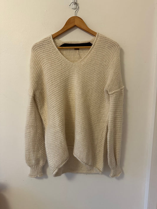 Free People Cream Oversized Sweater - Size XS