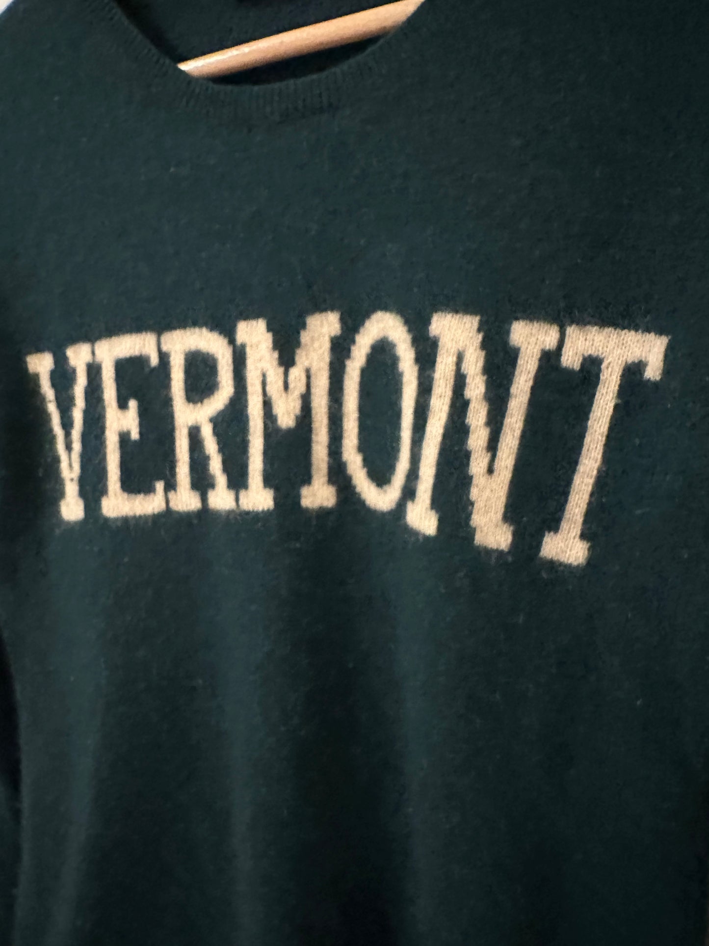 Claudia Nichole Women's Cashmere Sweater Green With Vermont Logo Size Small